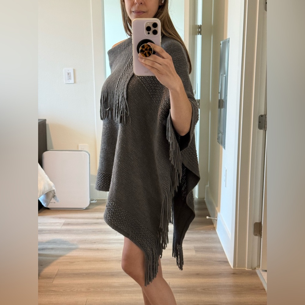 Forever 21 Gray Fringe Cape